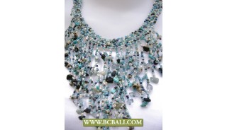 Blue Beading Casandra Chockers Necklaces